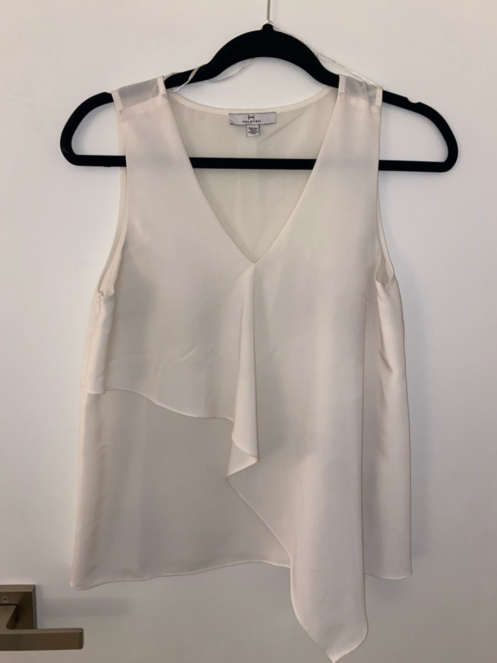 H by Halston Cream V-Neck Layered Ruffle Camisole